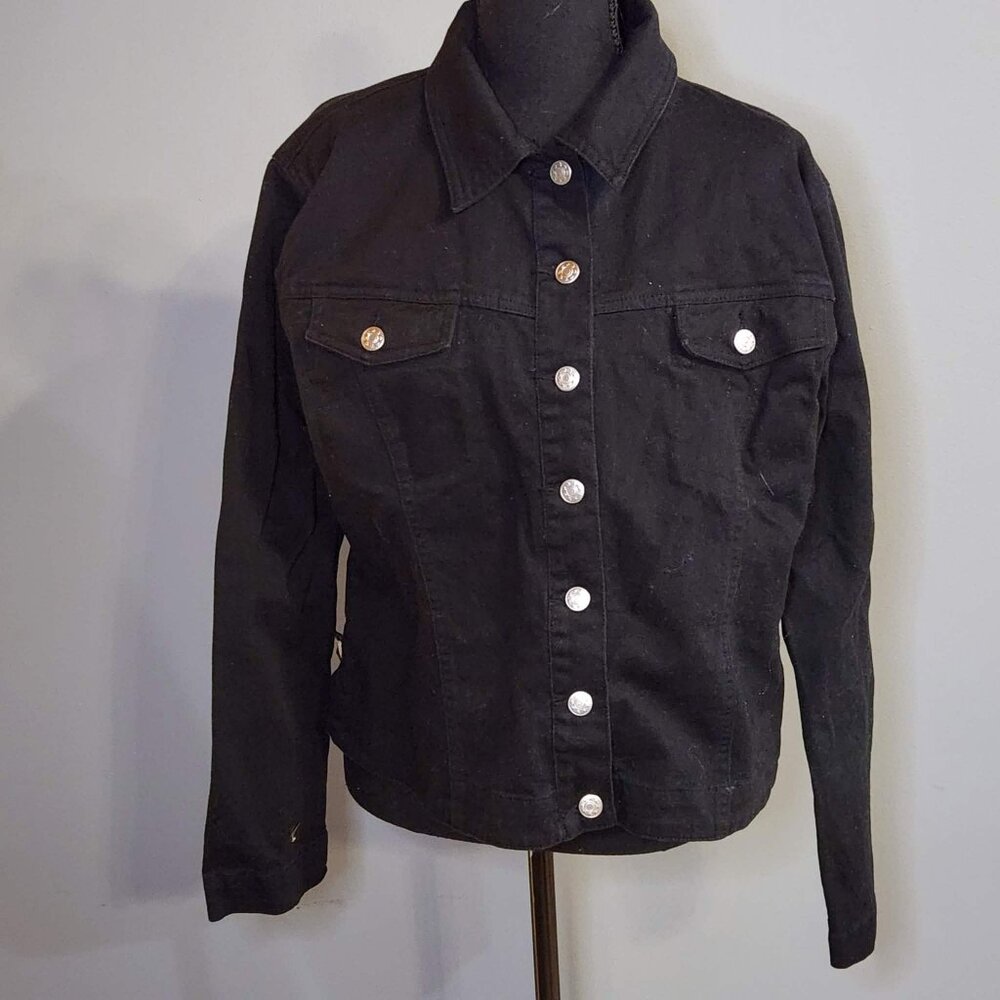 STO XL Black Stretch Denim Jacket - Button Front